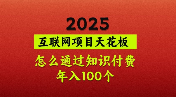 2025项目天花板，普通怎么通过知识付费翻身，年入百个【揭秘】-壹联网络