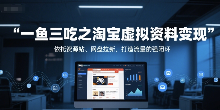 一鱼三吃之淘宝虚拟资料变现，依托资源站、网盘拉新，打造流量的强闭环-壹联网络