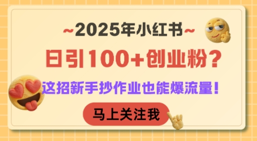 2025年小红书日引100+创业粉？这招新手抄作业也能爆流量！-壹联网络
