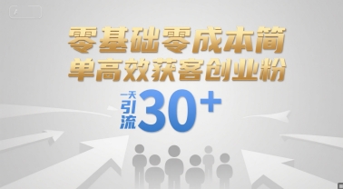 零基础零成本简单高效获客创业粉，一天引流30+-壹联网络