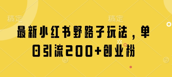 最新小红书野路子玩法，单日引流200+创业粉-壹联网络