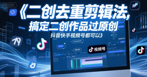 短视频二创去重剪辑法，搞定二创作品过原创，抖音快手视频号都可以-壹联网络