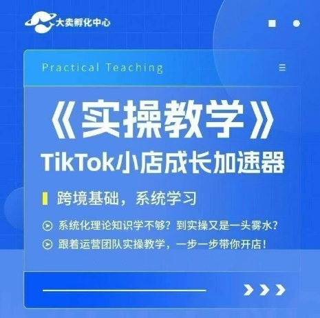 大卖家孵化中心TikTok实操课，TikTok小店成长加速器，跨境基础系统学习，一步一步带你开店-壹联网络