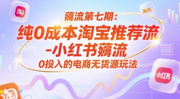 薅流第七期：纯0成本淘宝推荐流-小红书薅流最新版目，0投入的电商无货源玩法(附赠往期)-壹联网络