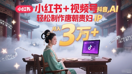 小红书+视频号+抖音，AI轻松制作唐朝贵妇IP，每天30分钟，轻松产出N条，月入3W+-壹联网络
