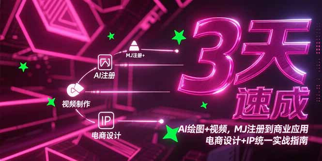 3天速成AI绘图+视频，MJ注册到商业应用，电商设计+IP统一实战指南-壹联网络