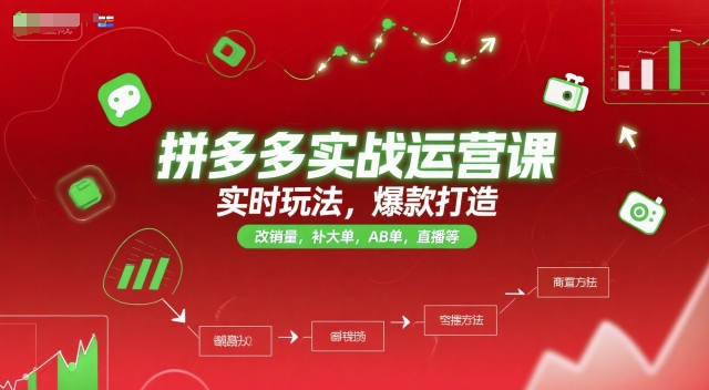拼多多实战运营课，实时玩法，爆款打造，改销量，补大单，AB单，直播等(更新2025月)-壹联网络