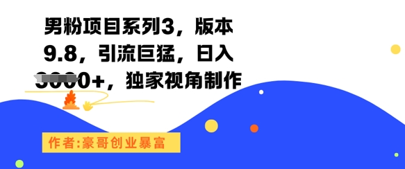 男粉项目系列3，版本9.8，引流巨猛，日入1k+，独家视角制作-壹联网络