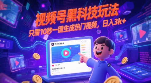 视频号黑科技玩法，只需10秒一键生成热门视频，日入3k+【揭秘】-壹联网络