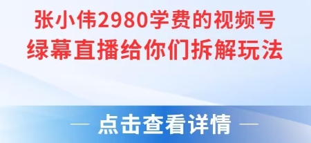 张小伟2980付费额视频号绿幕直播给你们拆解玩法-壹联网络