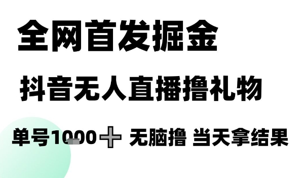 全网首发掘金抖音无人直播撸礼物，单号1k +无脑撸，当天拿结果【揭秘】-壹联网络