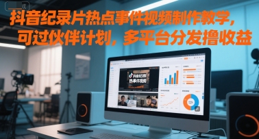 抖音纪录片热点事件视频制作教学，可过伙伴计划，多平台分发撸收益-壹联网络