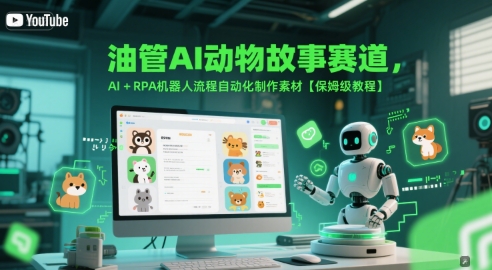油管AI动物故事赛道，AI+RPA机器人流程自动化制作素材【保姆级教程】-壹联网络