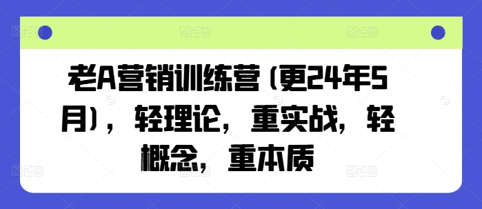 老A营销训练营(更25年6月)，轻理论，重实战，轻概念，重本质-壹联网络