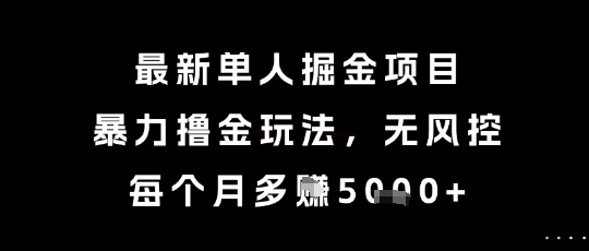 最新单人掘金项目，暴力撸金玩法，无风控，每个月多挣5k+【揭秘】-壹联网络