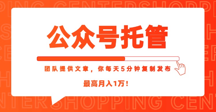 【公众号托管 】我提供文章，你每天５分钟复制发布，最高月入1W-壹联网络
