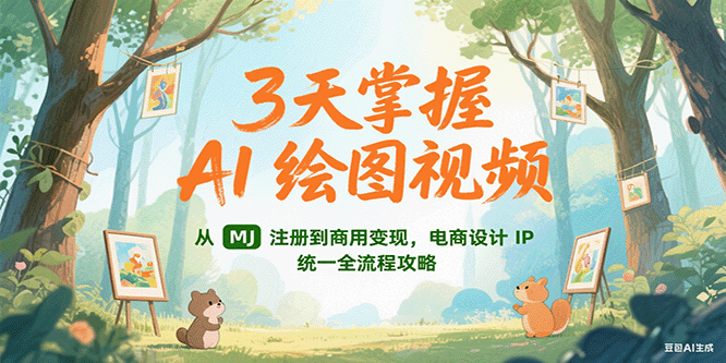 3天掌握AI绘图视频，从MJ 注册到商用变现，电商设计IP统一全流程攻略-壹联网络
