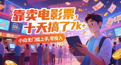靠卖电影票，十天搞了7k+，小白无门槛上手，零投入【揭秘】-壹联网络