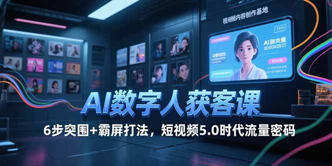 AI数字人获客课，6步突围+霸屏打法，短视频5.0时代流量密码-壹联网络