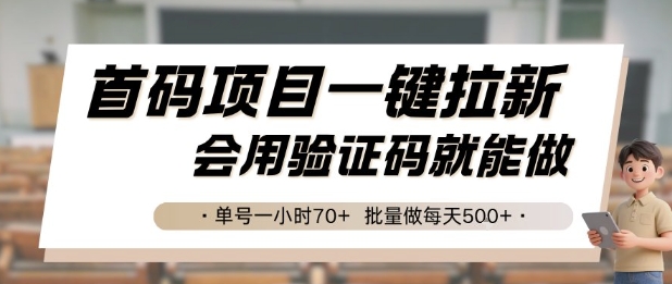 首码项目一键拉新，会用验证码就能做 单号一小时70+，批量做每天5张【揭秘】-壹联网络