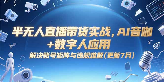 半无人直播带货实战，AI音咖+数字人应用 解决账号矩阵与违规难题(更新7月-壹联网络