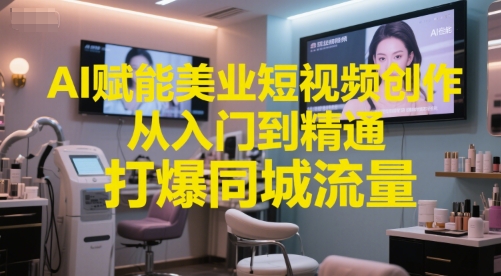 AI赋能美业短视频创作，从入门到精通，打爆同城流量，超级AI工具短视频实操落地-壹联网络