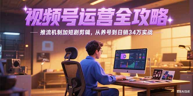 2025视频号运营全攻略，推流机制加短剧剪辑，从养号到日销34万实战-壹联网络