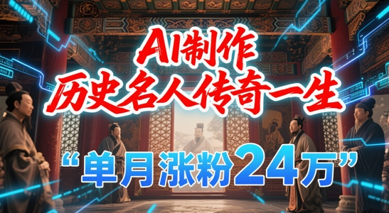 暴力起号！用AI制作历史名人传奇一生，单月涨粉24W，涨粉+变现赛道黑马来了-壹联网络