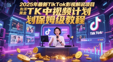 2025年最新TikTok影视解说项目，新手也能挣美金，TK中视频计划保姆级教程-壹联网络