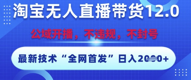 淘宝无人直播带货12.0，最新技术，不封号，不违规，操作简单，开播爆单，日入多张【揭秘】-壹联网络