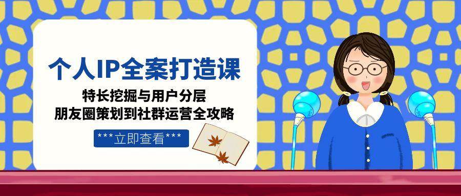 个人IP全案打造课，特长挖掘与用户分层，朋友圈策划到社群运营全攻略-壹联网络