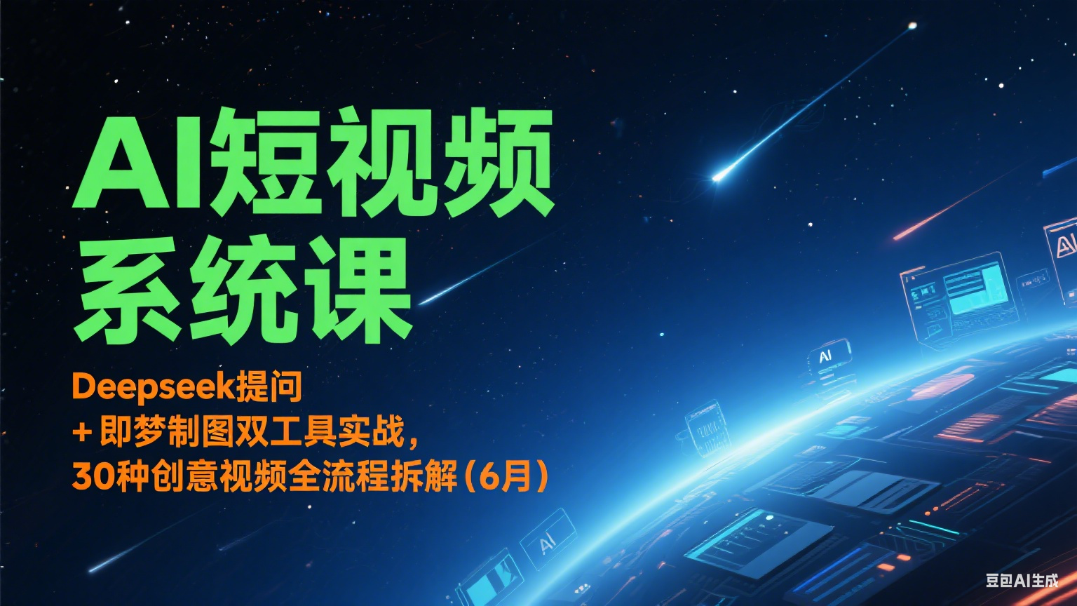 AI短视频系统课：Deepseek提问 + 即梦制图双工具实战，30种创意视频全流程拆解(6月)-壹联网络