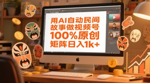用AI自动民间故事做视频号，100%原创，矩阵日入1k+-壹联网络