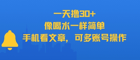一天撸30+，像喝水一样简单，手机看文章，可多账号操作-壹联网络