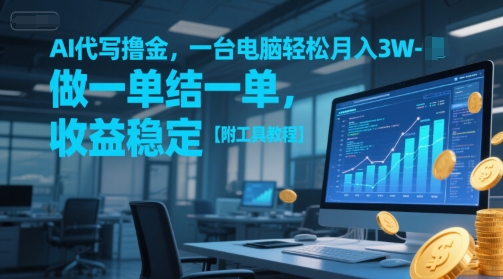 AI代写撸金，一台电脑轻松月入1-3W，做一单结一单，收益稳定【附工具教程】-壹联网络