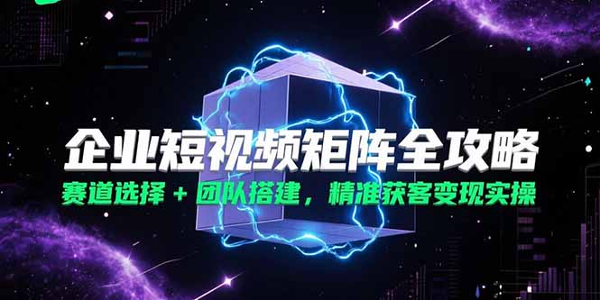 企业短视频矩阵全攻略，赛道选择+团队搭建，精准获客变现实操-壹联网络