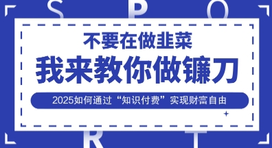 韭菜生涯终结者，我来教你做镰刀，2025如何通过“知识付费”实现财F自由【揭秘】-壹联网络