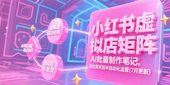 小红书虚拟店矩阵，AI批量制作笔记，自动发货加半自动化运营(7月更新-壹联网络