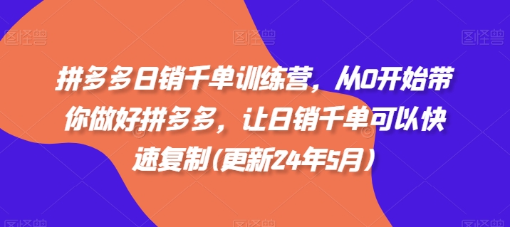 拼多多日销千单训练营，从0开始带你做好拼多多，让日销千单可以快速复制(更新25年6月)-壹联网络