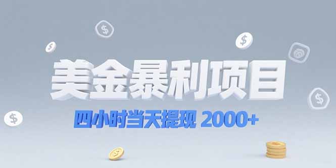美金暴利项目，四小时当天提现 2000+机会留给会选赛道的人-壹联网络
