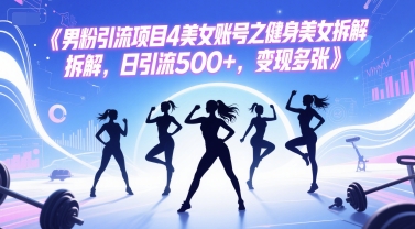 男粉引流项目4美女账号之健身美女拆解，日引流500+，变现多张-壹联网络