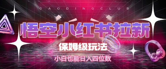 悟空小红书拉新，保姆级玩法，小白也能日入四位数-壹联网络