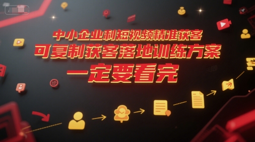 中小企业利用短视频精准获客，可复制获客落地训练方案，做好短视频，一定要看完-壹联网络