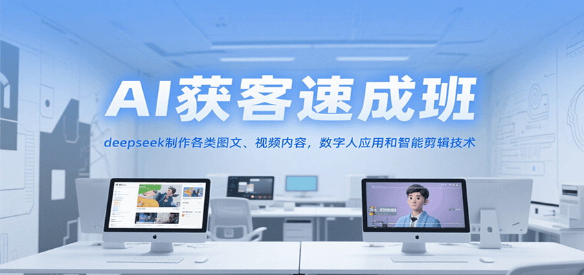 AI获客速成班，deepseek制作各类图文、视频内容，数字人应用和智能剪辑技术-壹联网络